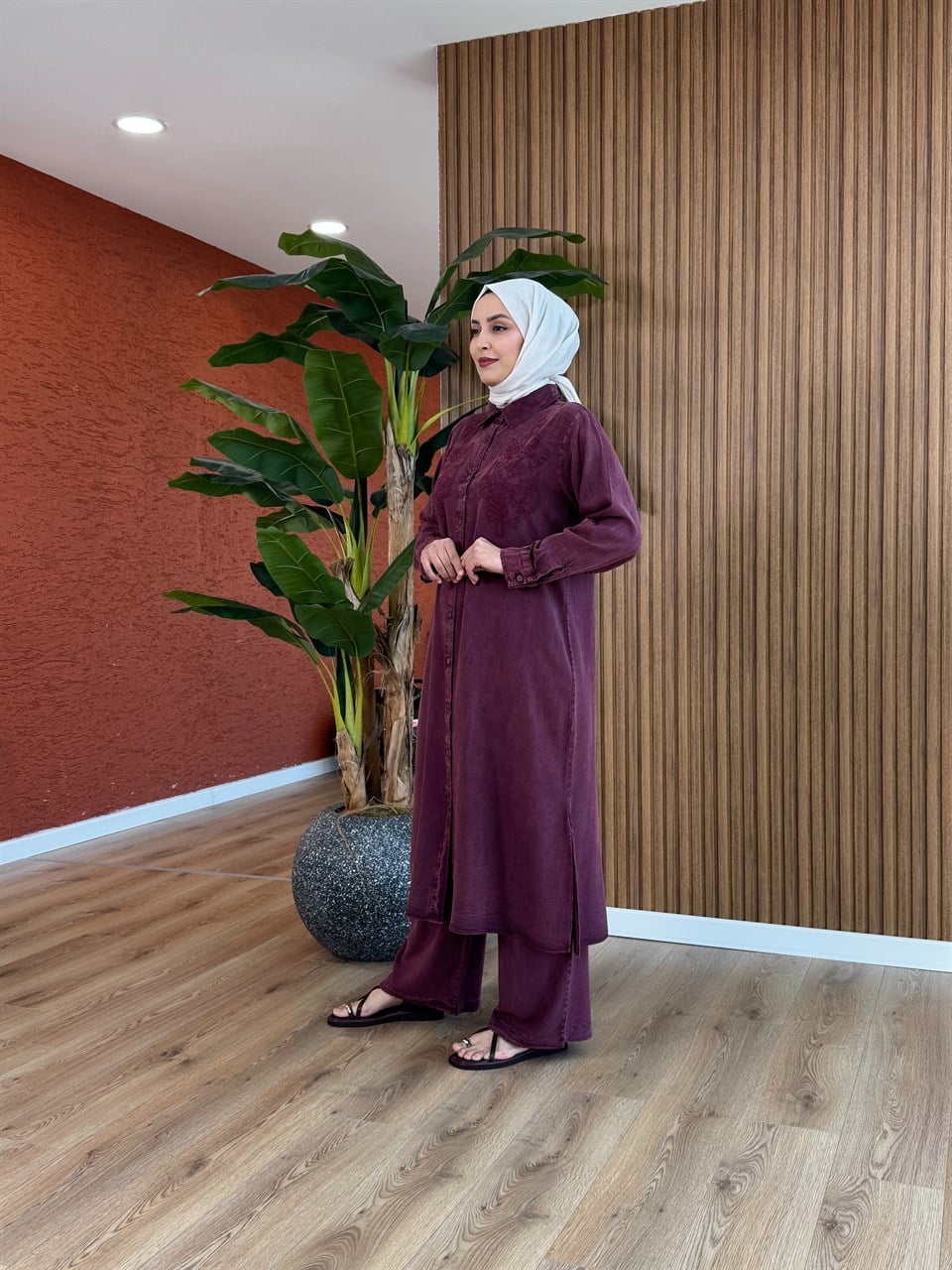 Reyyan Pamuk Tensel Takım - Mürdüm