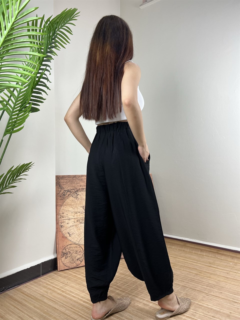 Qashmir Kadın Keten Şalvar Pantolon - Siyah Satın Alın I Qashmir