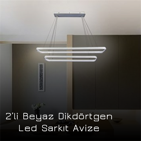 Led Sarkıt Avize 2'li Beyaz Dikdörtgen  PL 30023