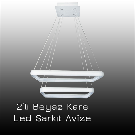 Led Sarkıt Avize 2'li Beyaz Kare PENTALUX   PL 30013