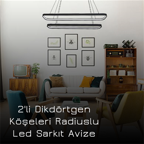 Led Sarkıt Avize 2'li Dikdörtgen Köşeleri Radiuslu  PL 30024