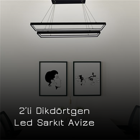 Led Sarkıt Avize Dikdörtgen 2'li  PL 30021