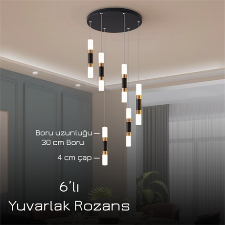 PENTALUX Pipelight 6'lı Yuvarlak Rozans Boru Sarkıt  PL 83110-Y6