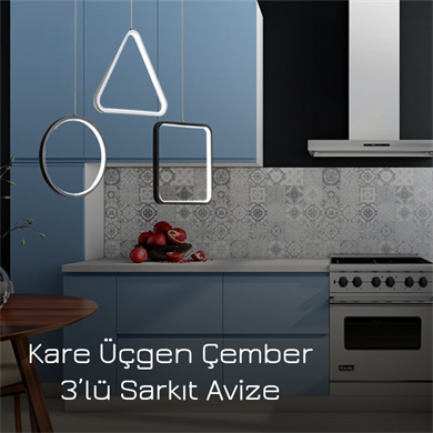 3lü Kare Üçgen Çember Sarkıt Avize ML 30070