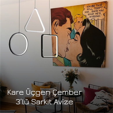 3lü Kare Üçgen Çember Sarkıt Avize ML 30070