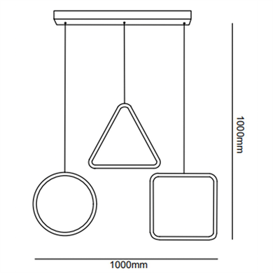3lü Kare Üçgen Çember Sarkıt Avize ML 30070