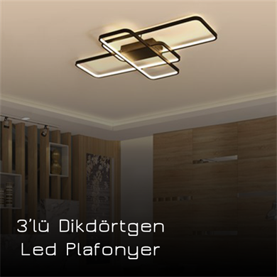 Led Plafonyer 3lü Dikdörtgen Modern Tasarım Monolux ML 30039