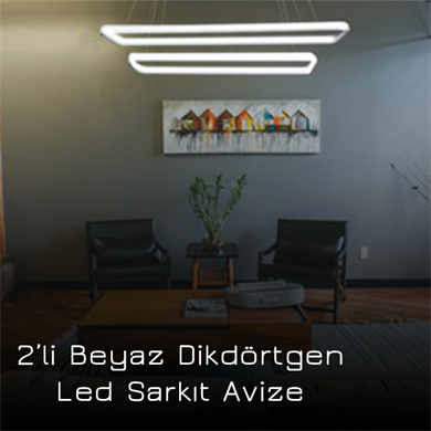 Led Sarkıt Avize 2li Beyaz Dikdörtgen Monolux ML 30023