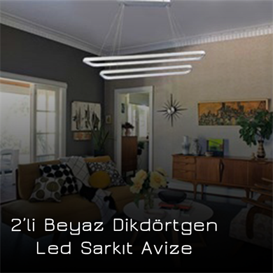 Led Sarkıt Avize 2li Beyaz Dikdörtgen Monolux ML 30023