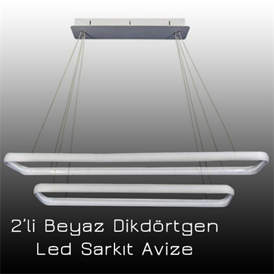 Led Sarkıt Avize 2li Beyaz Dikdörtgen Monolux ML 30023