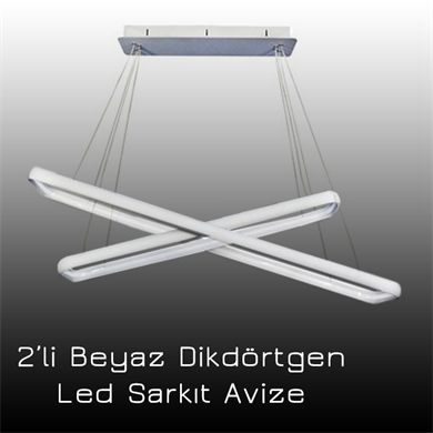 Led Sarkıt Avize 2li Beyaz Dikdörtgen Monolux ML 30023