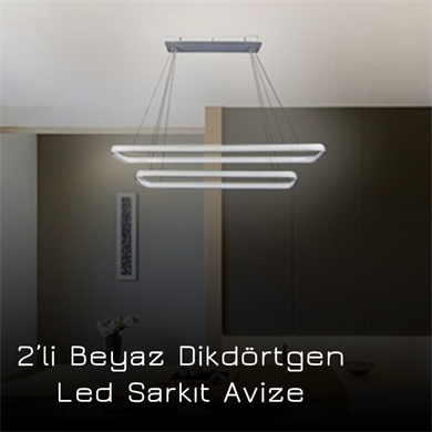 Led Sarkıt Avize 2li Beyaz Dikdörtgen Monolux ML 30023