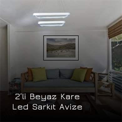Led Sarkıt Avize 2li Beyaz Kare Monolux  ML 30013