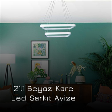 Led Sarkıt Avize 2li Beyaz Kare Monolux  ML 30013