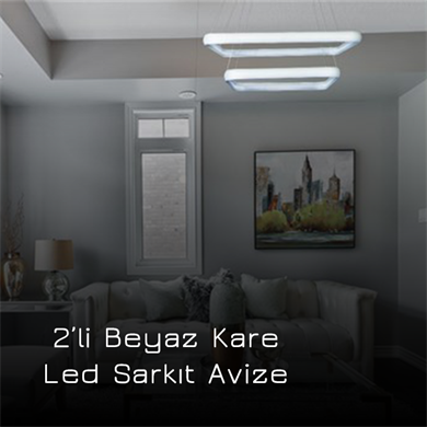 Led Sarkıt Avize 2li Beyaz Kare Monolux  ML 30013