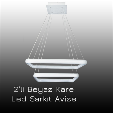 Led Sarkıt Avize 2li Beyaz Kare Monolux  ML 30013