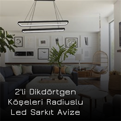 Led Sarkıt Avize 2li Dikdörtgen Köşeleri Radiuslu Monolux ML 30024