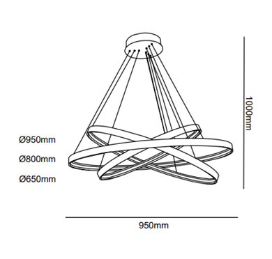 Led Sarkıt Avize 3lü Çapraz Çember Model Monolux  ML 30003