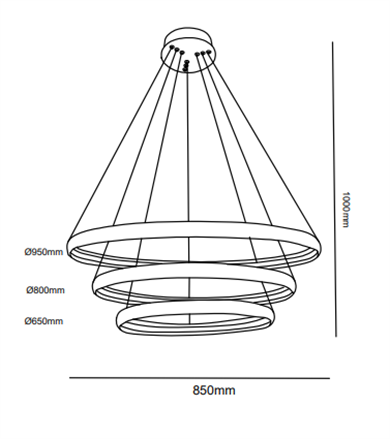 Led Sarkıt Avize 3lü Çapraz Çember Monolux ML 30007