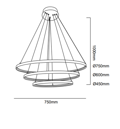 Led Sarkıt Avize 3lü Çember Model Monolux ML 30001