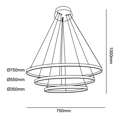 Led Sarkıt Avize 3lü Siyah Çember Monolux ML 30043