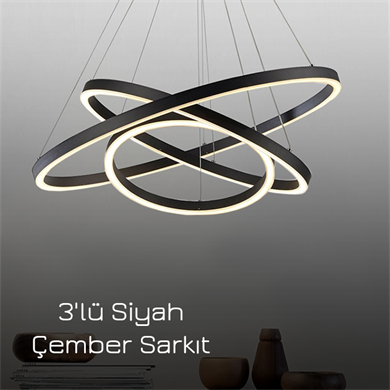 Led Sarkıt Avize 3lü Siyah Çember Monolux ML 30043