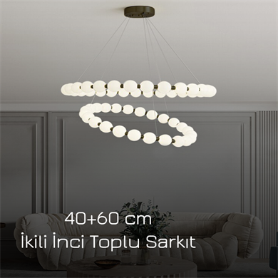 Monolux 2li (40-60 cm) İnci Top Sarkıt Avize ML 83510