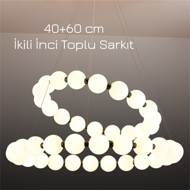 Monolux 2li (40-60 cm) İnci Top Sarkıt Avize ML 83510