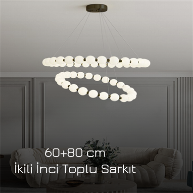 Monolux 2li (60-80 cm) İnci Top Sarkıt Avize ML 83511