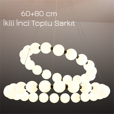 Monolux 2li (60-80 cm) İnci Top Sarkıt Avize ML 83511