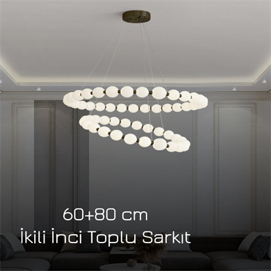 Monolux 2li (60-80 cm) İnci Top Sarkıt Avize ML 83511