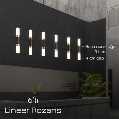 Monolux Pipelight 6lı Lineer Rozans Boru Sarkıt ML 83110-L6