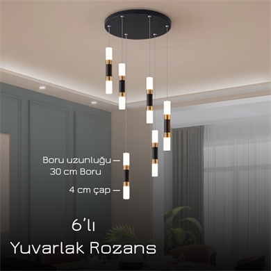 Monolux Pipelight 6lı Yuvarlak Rozans Boru Sarkıt ML 83110-Y6
