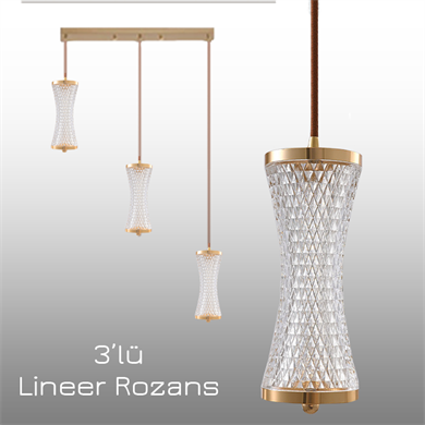Monolux Crystalight 3lü Lineer Rozans Kristal Sarkıt Avize ML 83200-L3