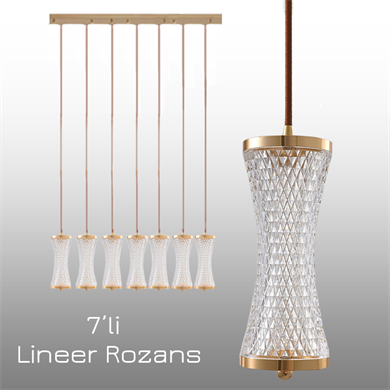 Monolux Crystalight 7li Lineer Rozans Kristal Sarkıt Avize ML 83200-L7