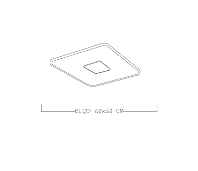 Monolux Kare Model Led İç-Dış Aydınlatmalı Plafonyer 60x60 cm ML 54101K