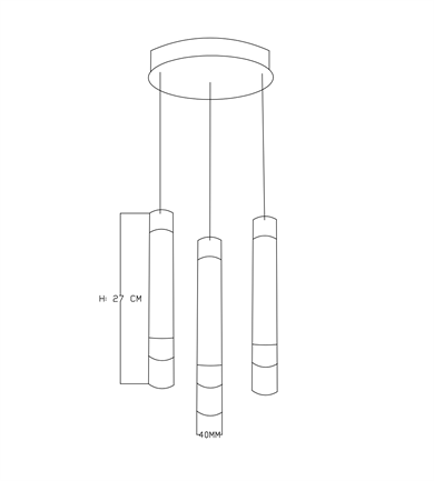 Monolux Pipelight 3lü Yuvarlak Rozans Boru Sarkıt ML 83110-B-Y3 