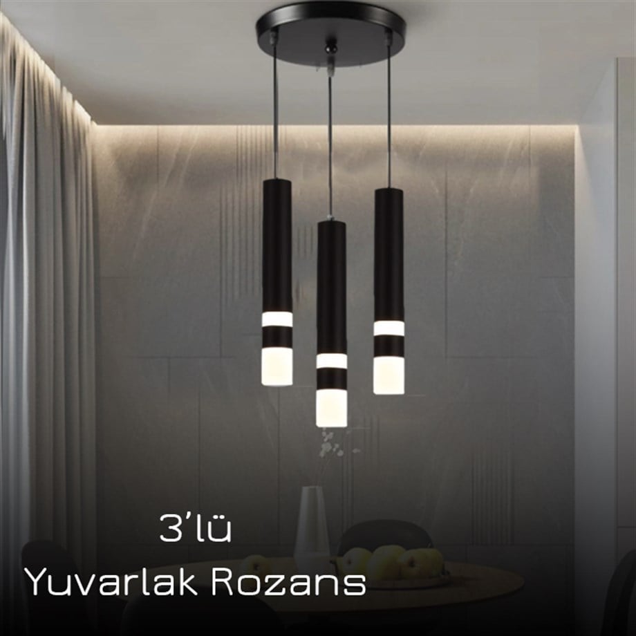 Monolux Pipelight 3'lü Yuvarlak Rozans Boru Sarkıt ML 83110-A-Y3