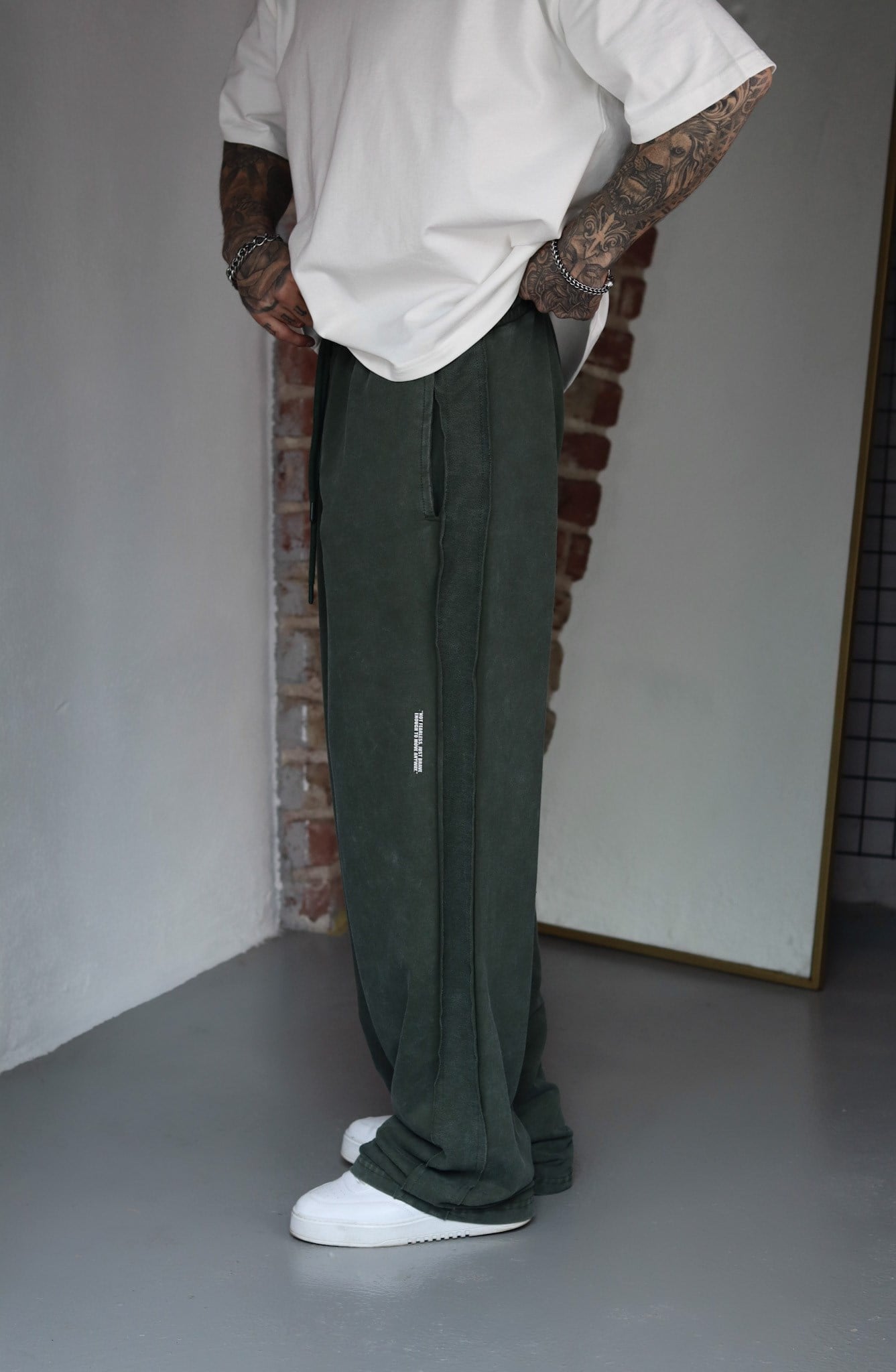 Acid Wash Haki Baggy Eşofman