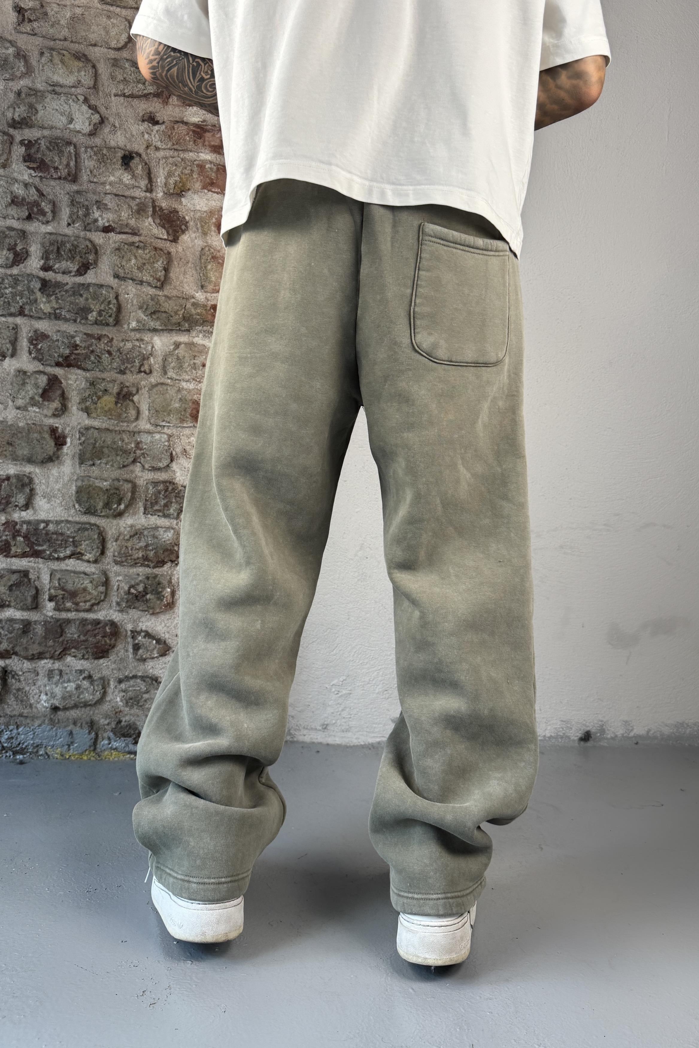 Acid Wash Haki Baggy Eşofman
