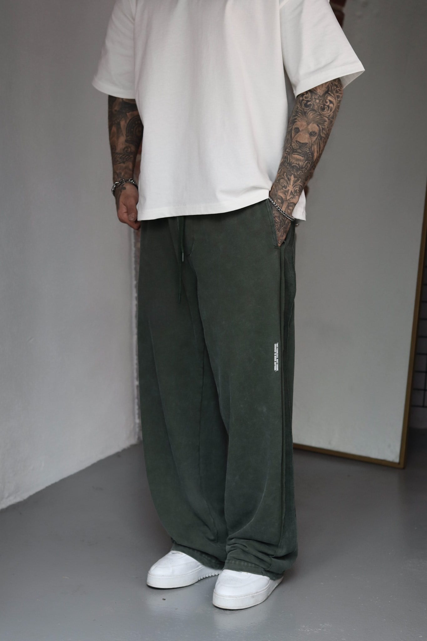 Acid Wash Haki Baggy Eşofman