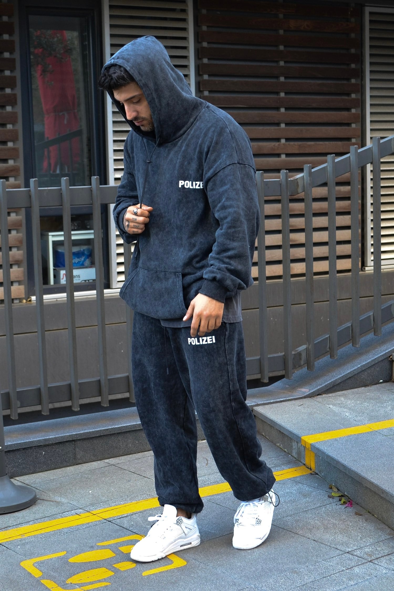 Acid wash oversize polizei track suit