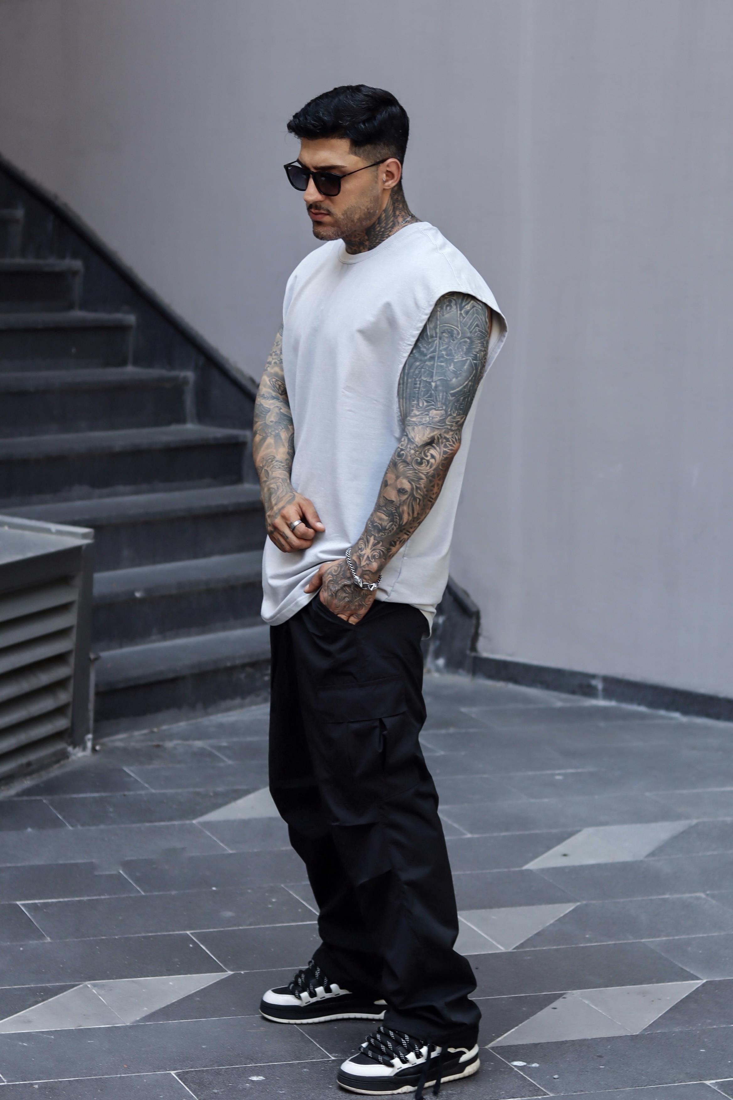 Acid wash oversize sıfır kol tshirt