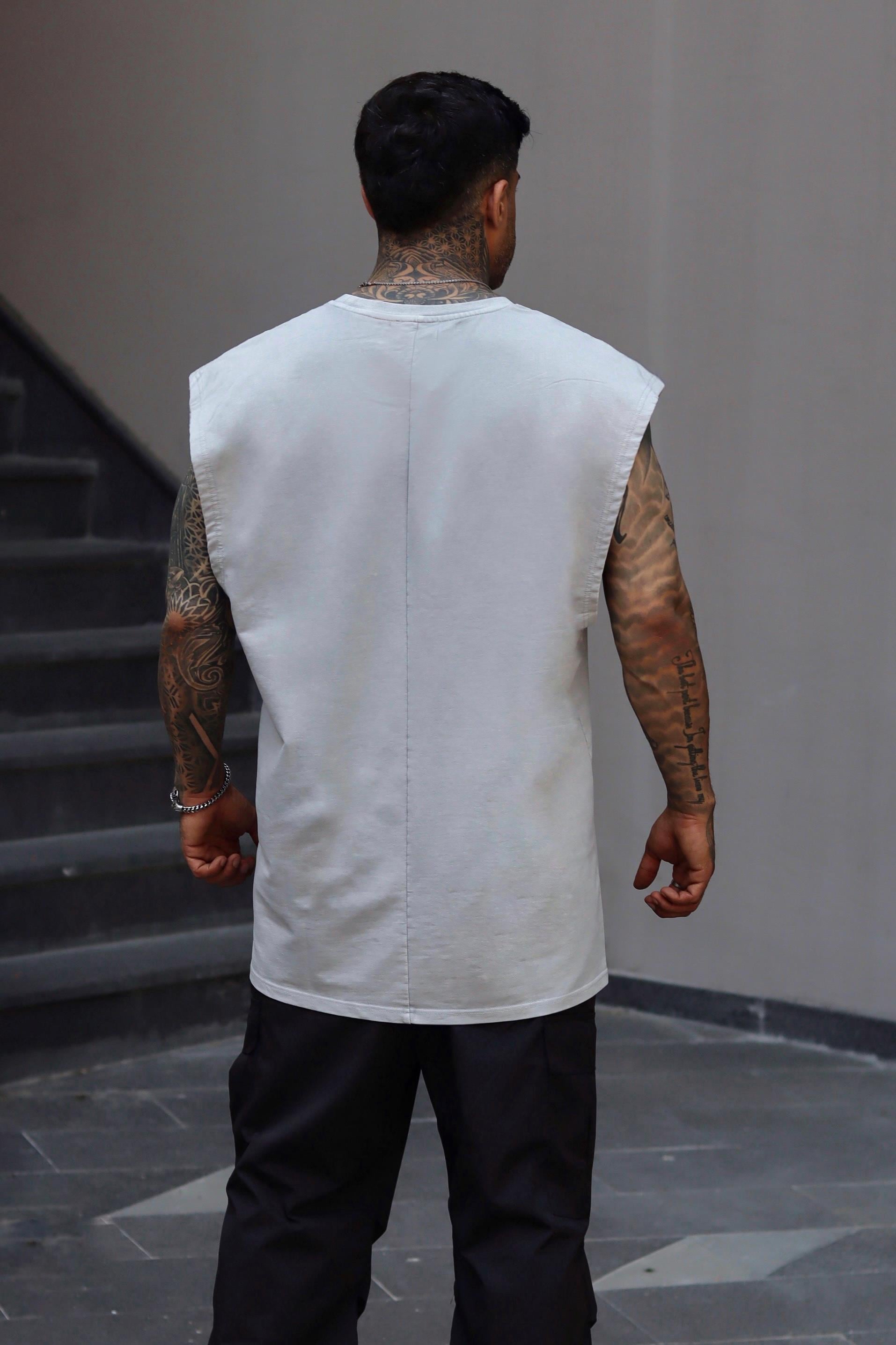 Acid wash oversize sıfır kol tshirt