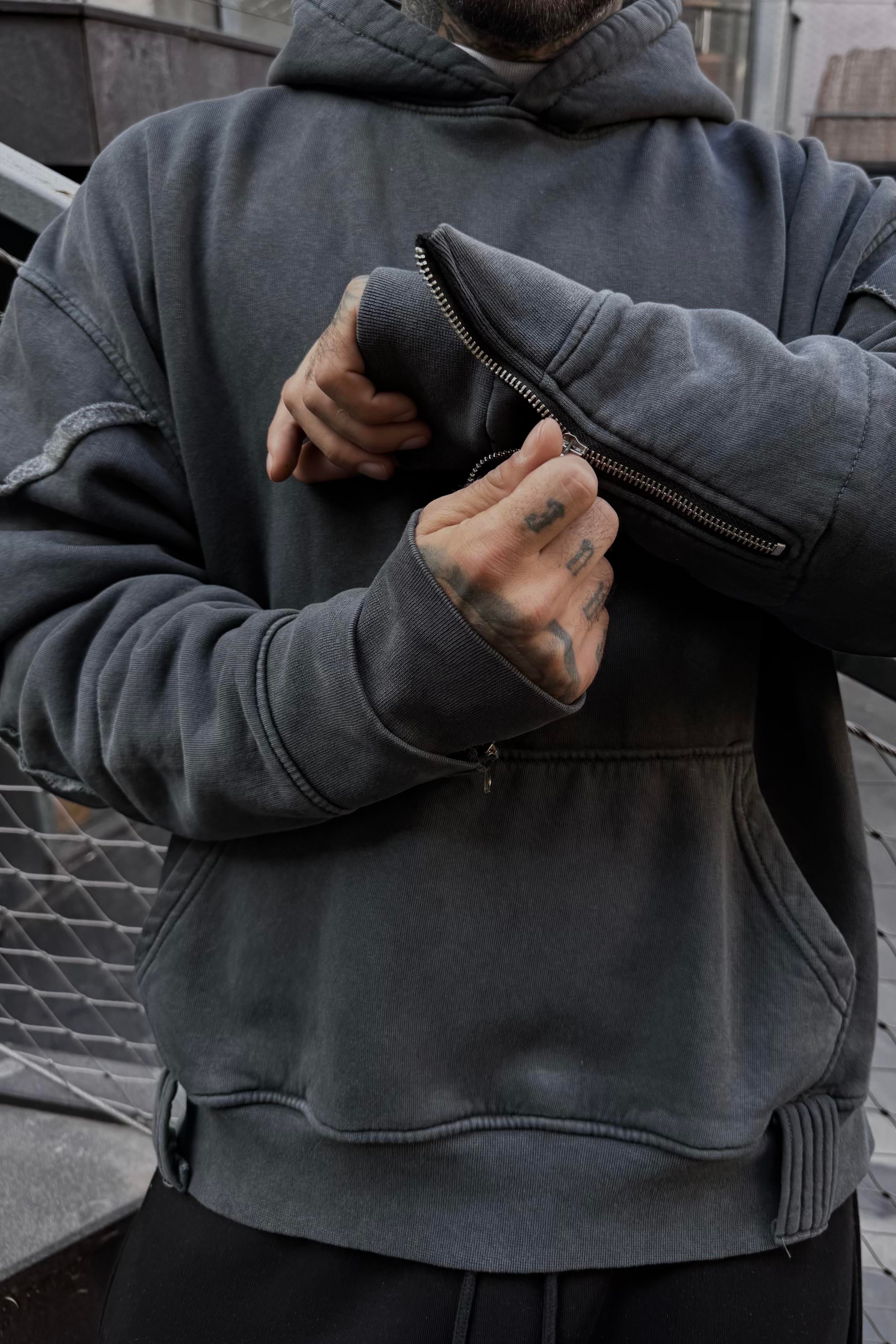 Acis wash zip oversize hoodie