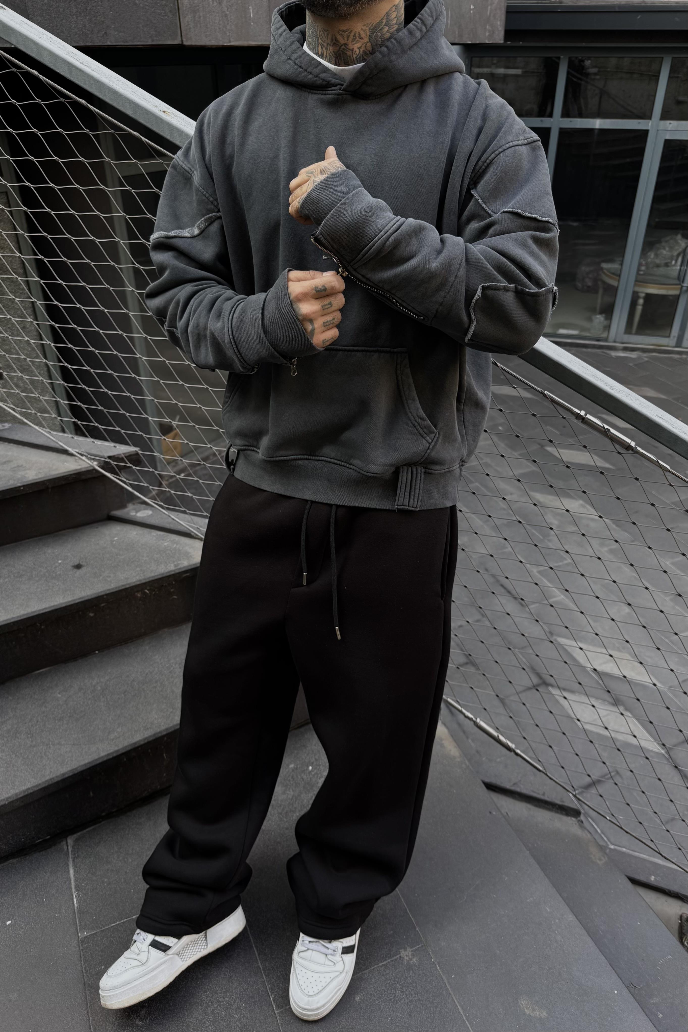 Acis wash zip oversize hoodie