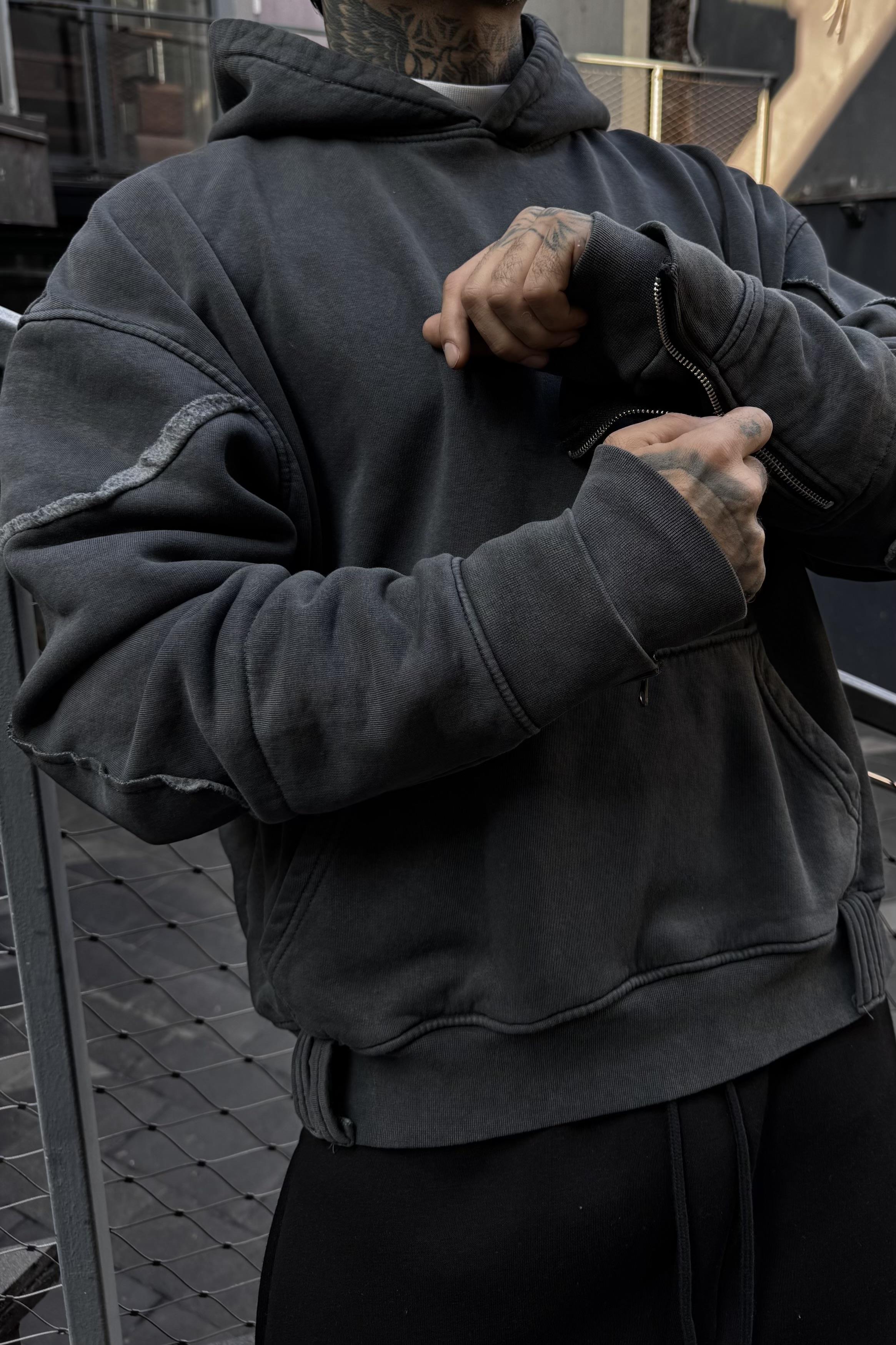 Acis wash zip oversize hoodie