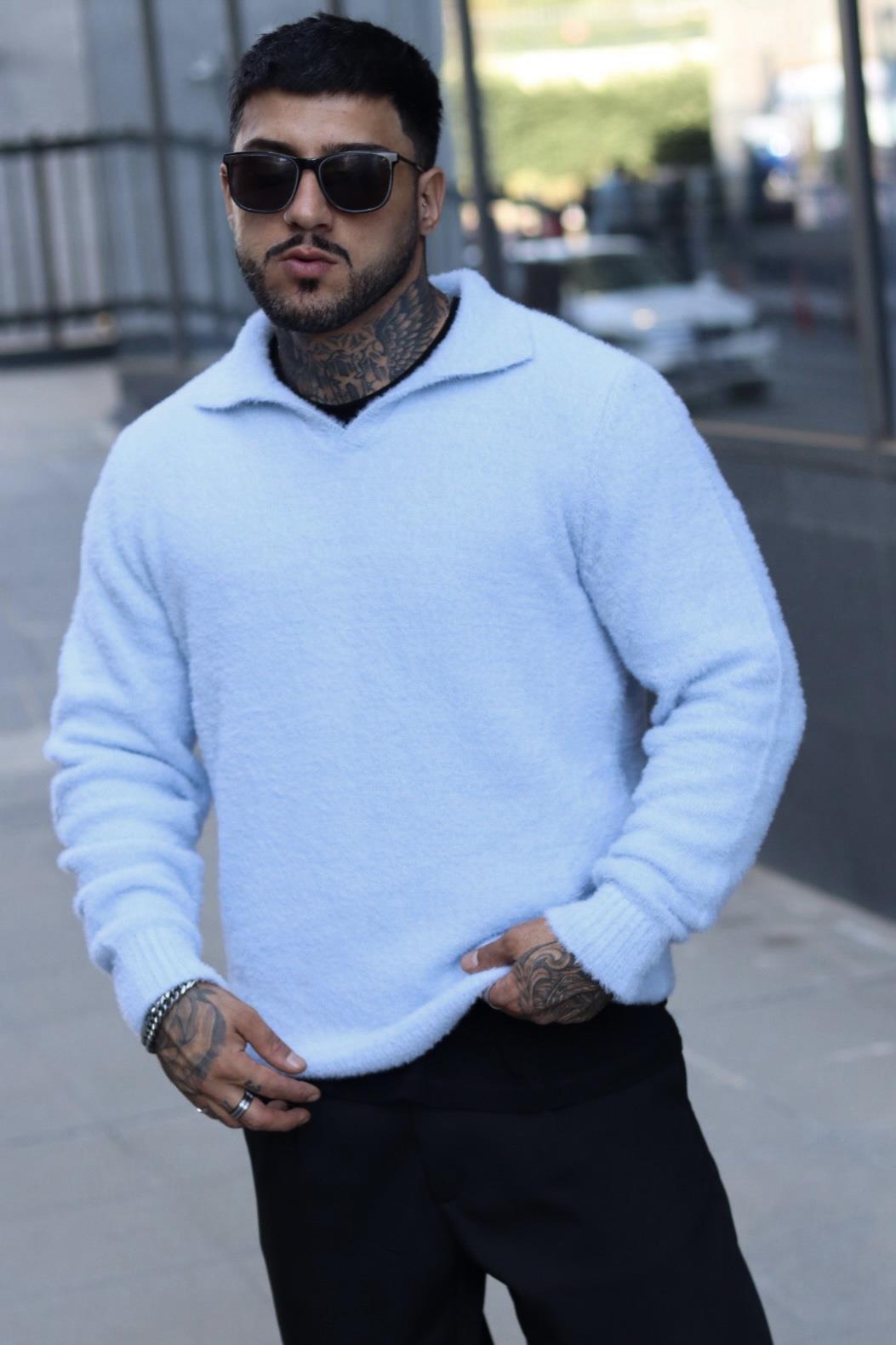 Baby blue polo yaka kazak