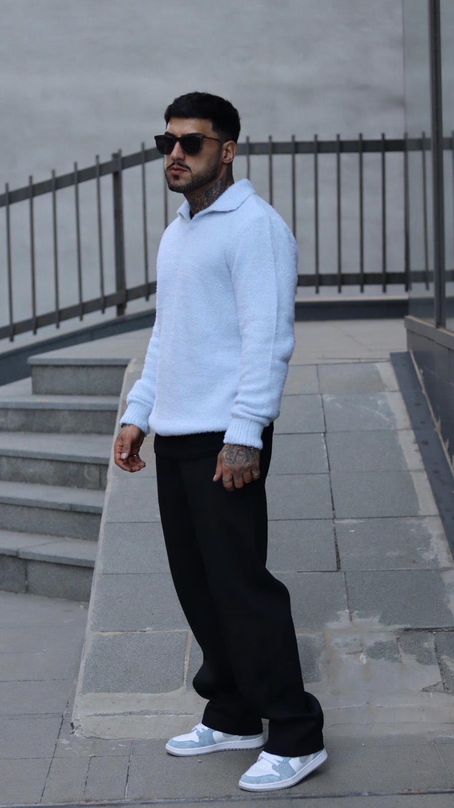 Baby blue polo yaka kazak
