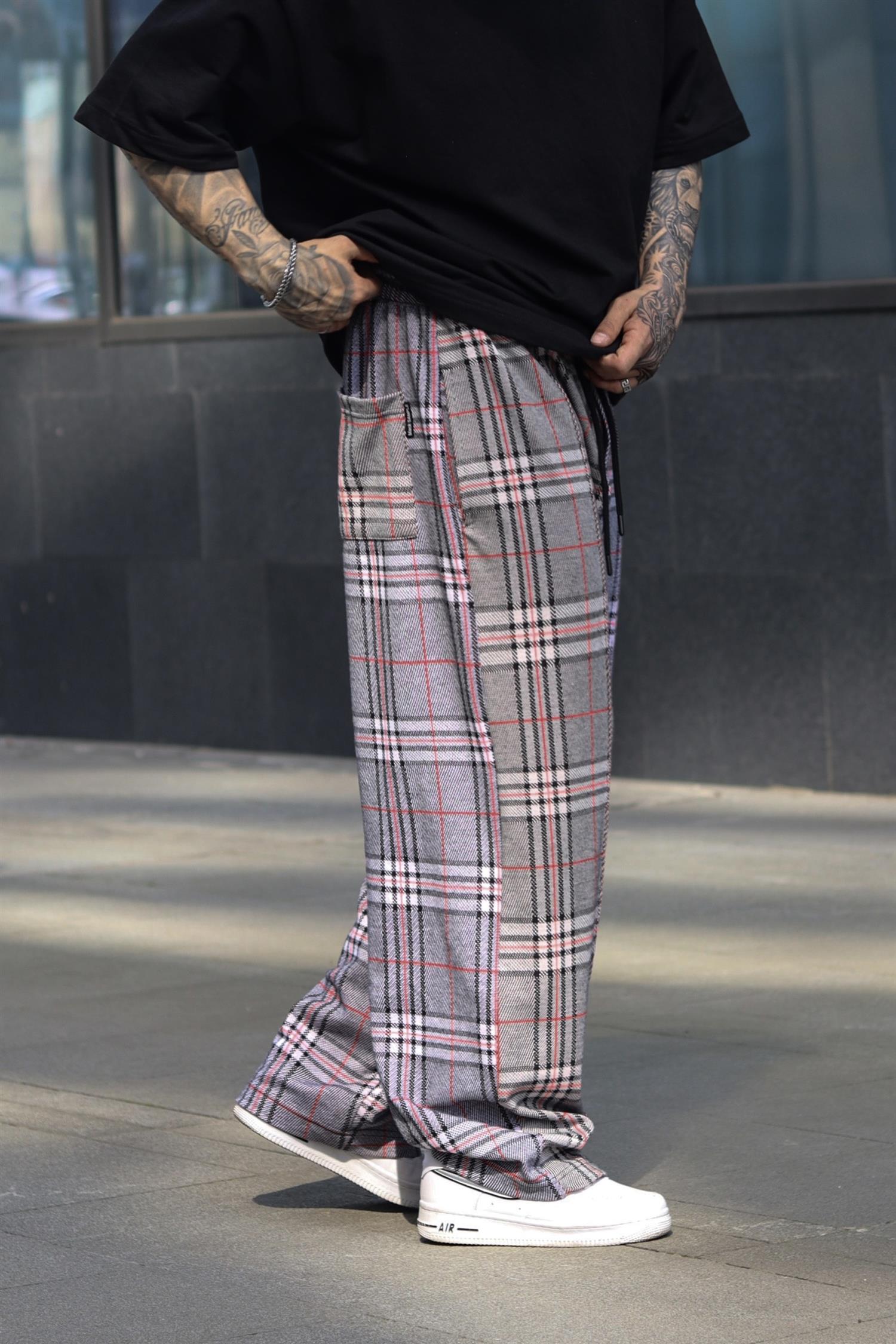 Baggy ekose sweatpants